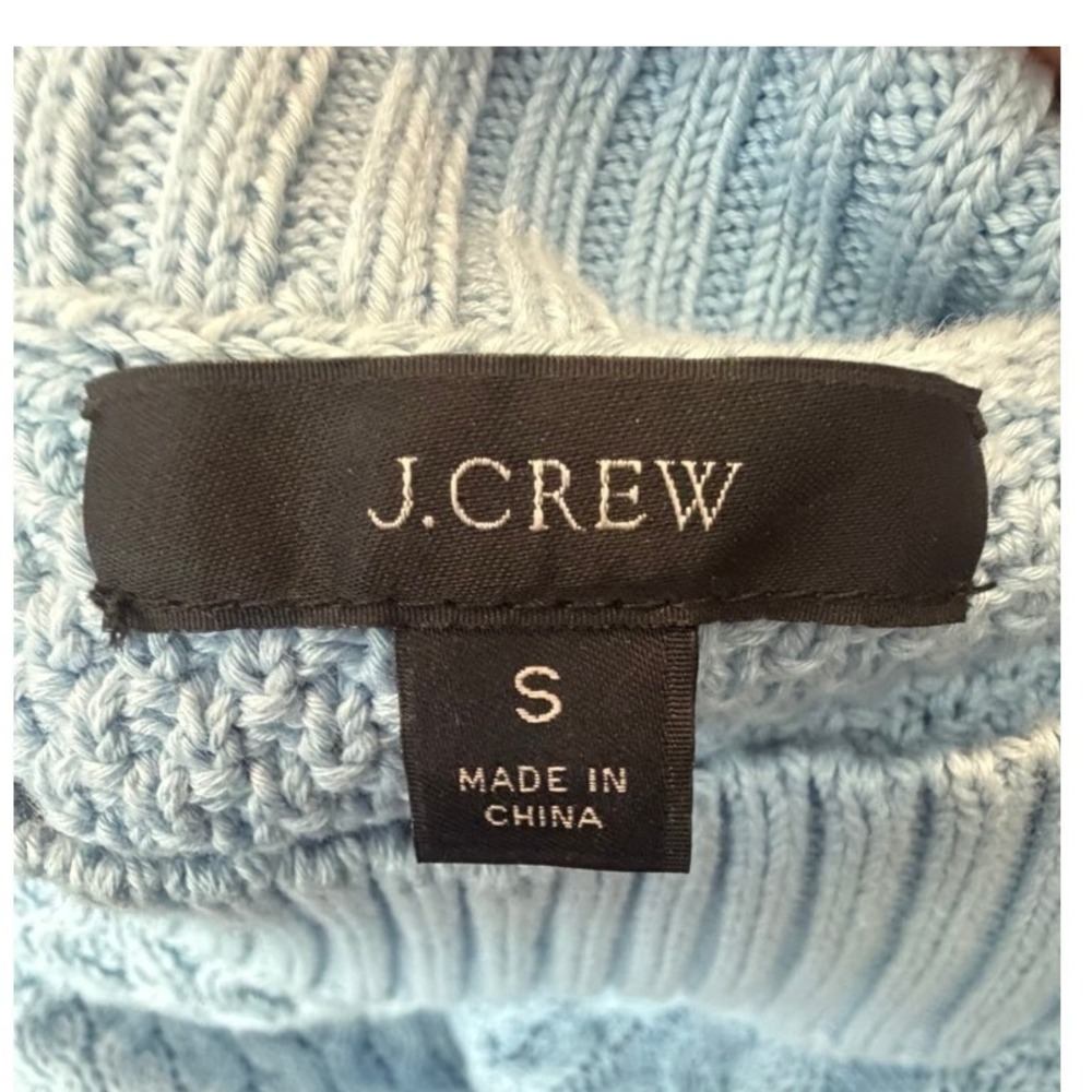 Nautical Preppy J.Crew Light Blue Cable Knit‎ Long Sleeve Sweater Size Small - Picture 4 of 4